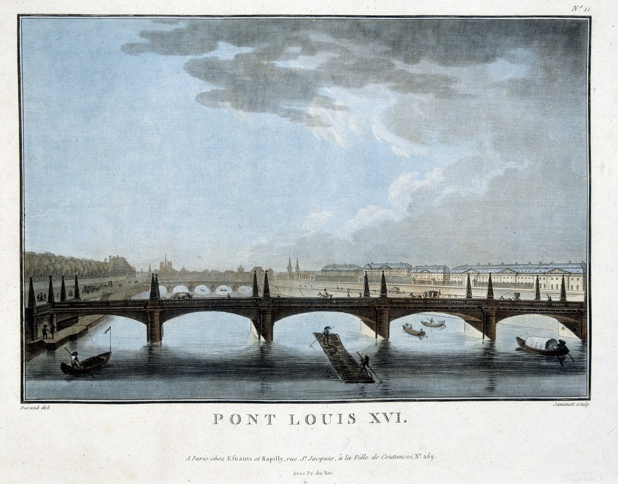 Il ponte Luigi XVI - incisione da Unknown artist