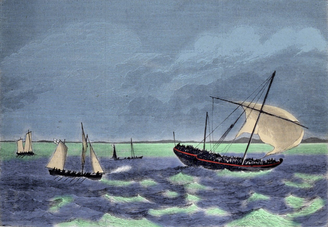 La cattura di un dhow (barca araba) negriero lungo la costa malgascia da Unknown artist