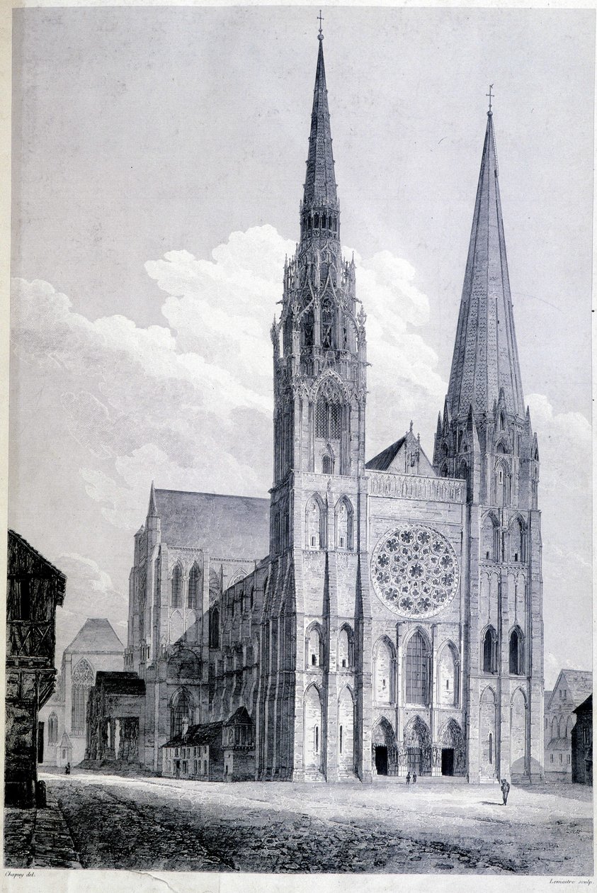 La cattedrale di Chartres - incisione da Unknown artist