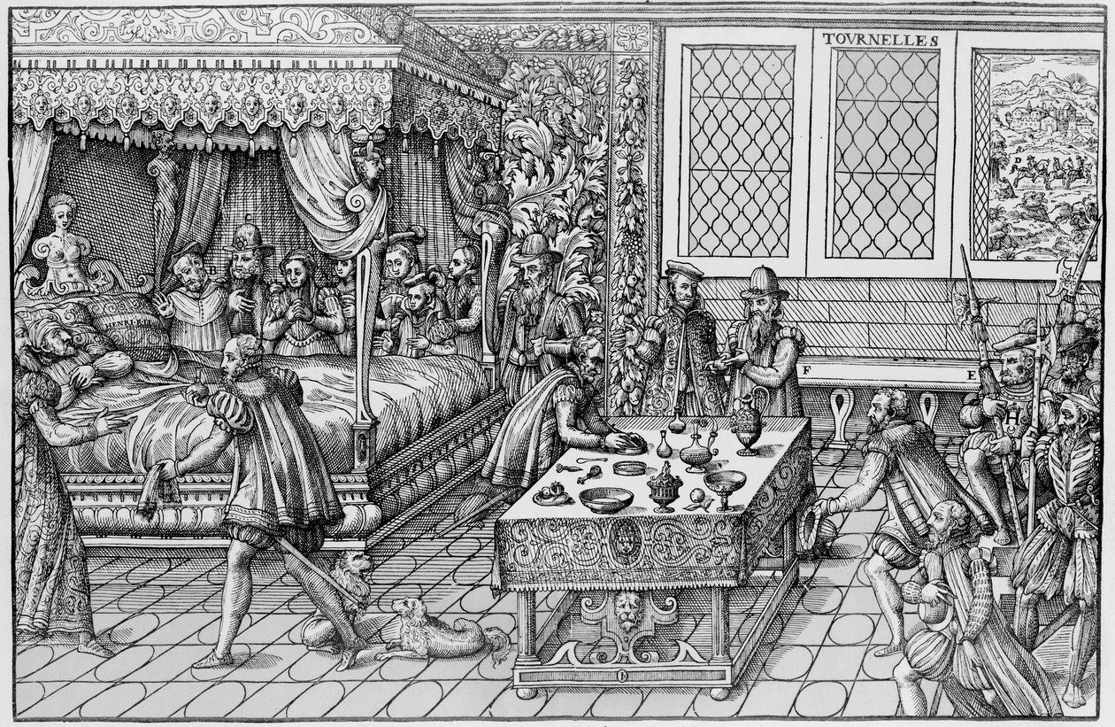 La morte di Enrico II (1519-1559), Re di Francia, al Palais des Tournelles a Parigi, 30 giugno da Unknown artist