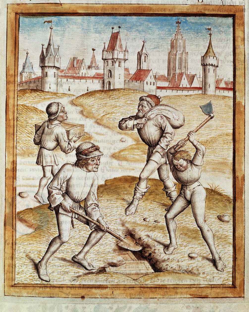 La scoperta di un tesoro nei sobborghi di una città fortificata da Unknown artist