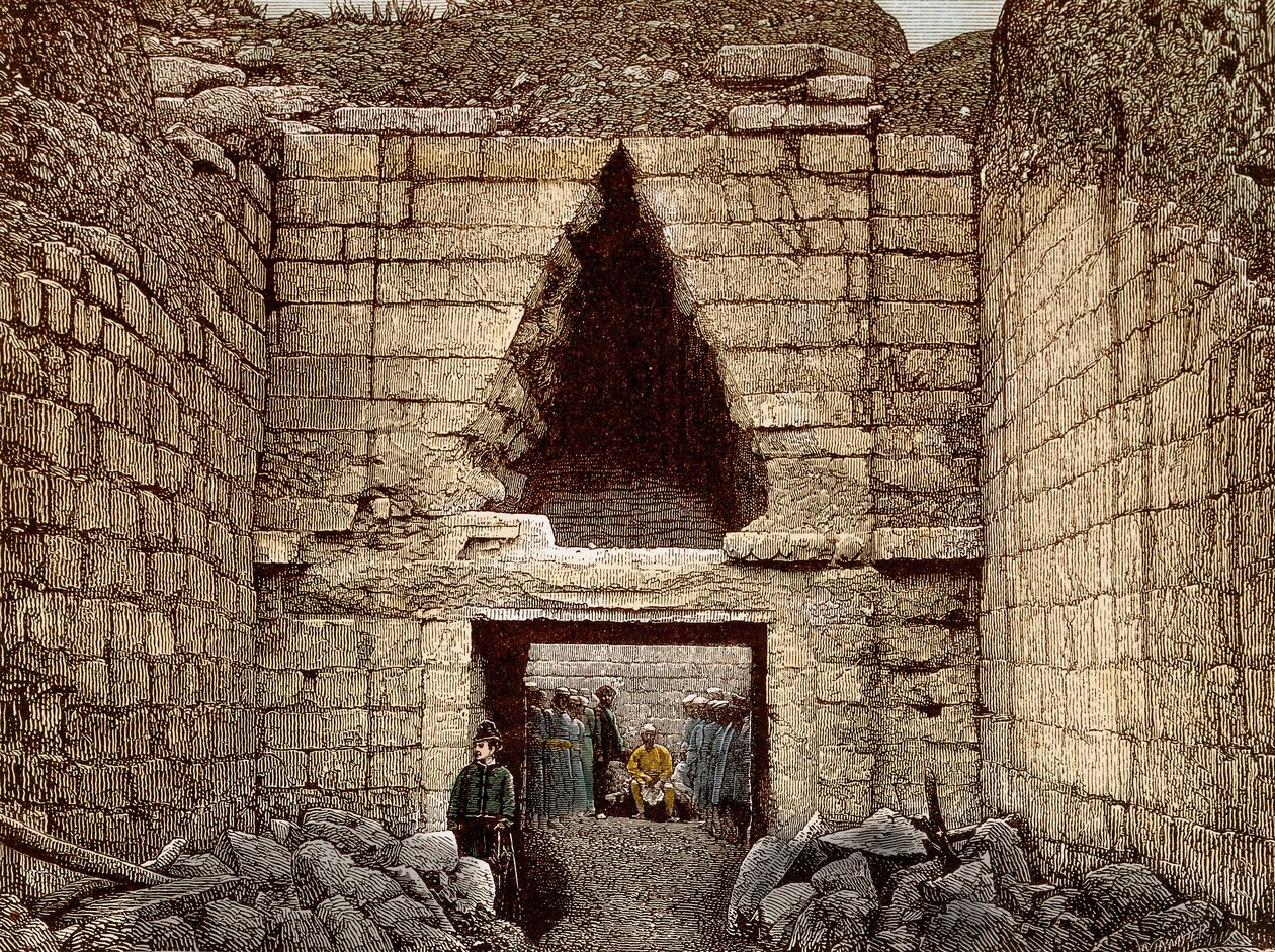 Gli scavi di Micene guidati da Heinrich Schliemann (1822-1890) - La porta dei leoni, ingresso principale di Micene da Unknown artist