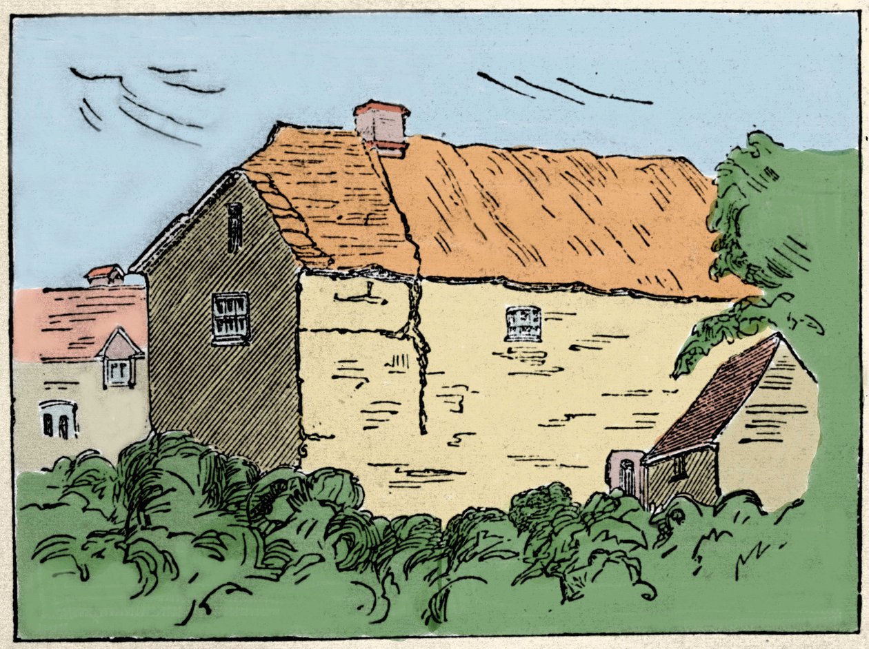 La casa di Francis Drake (1540-1596), esploratore e corsaro britannico a Crowndale vicino a Tavistock. Fu distrutta nel XIX secolo da Unknown artist