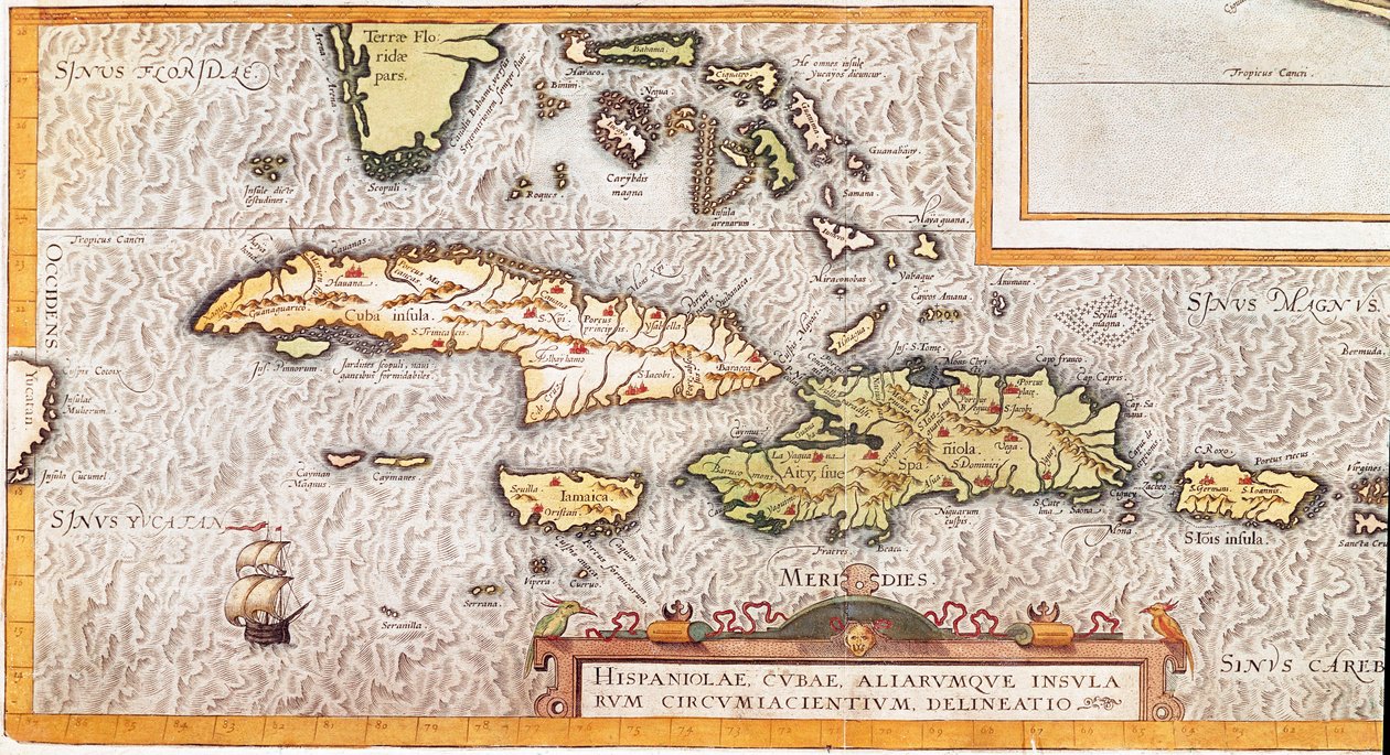 Le isole delle Grandi Antille e delle Piccole Antille nel Mar dei Caraibi (mappa) da Unknown artist