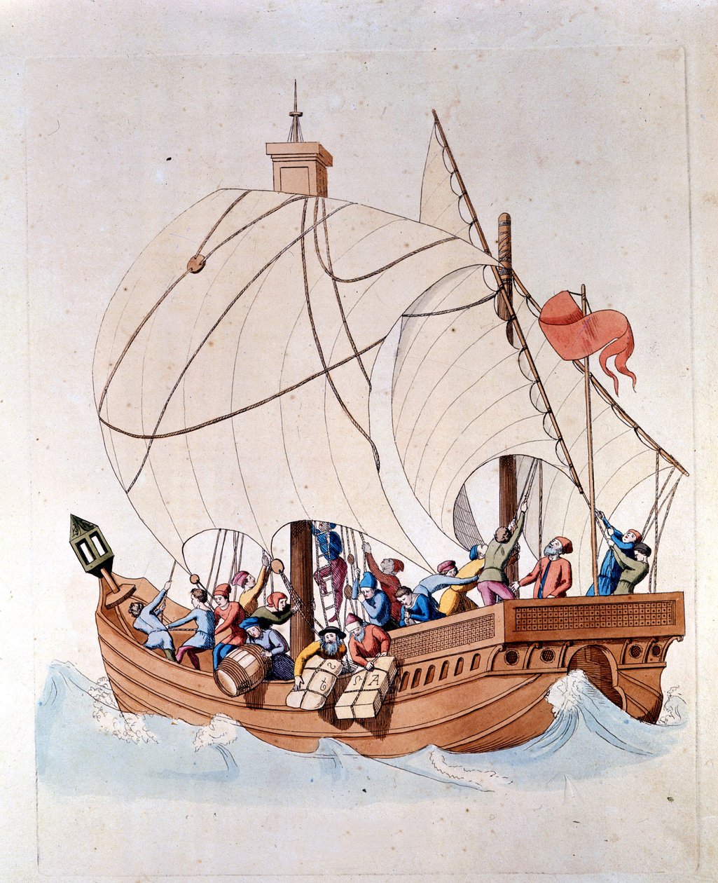 Il carico di una caravella del XIII secolo è sul mare da Unknown artist