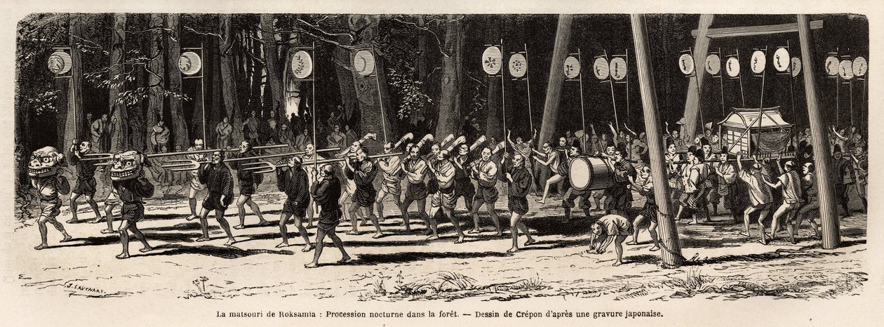 Il matsouri (fiera, processione) del tempio Kami nei pressi di Yedo (o Edo, l