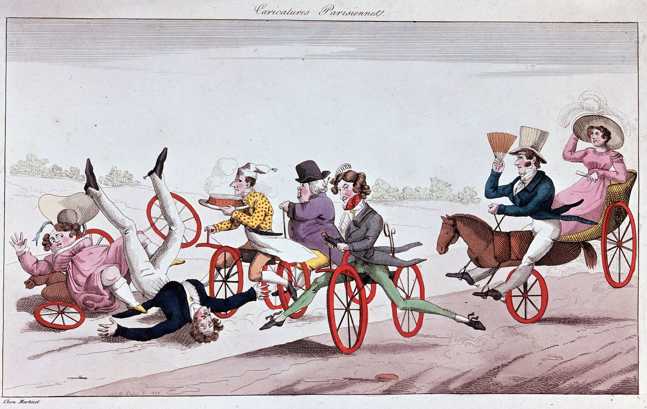 I piaceri e gli inconvenienti dei velocipedi e dei cavalli oriferi da Unknown artist