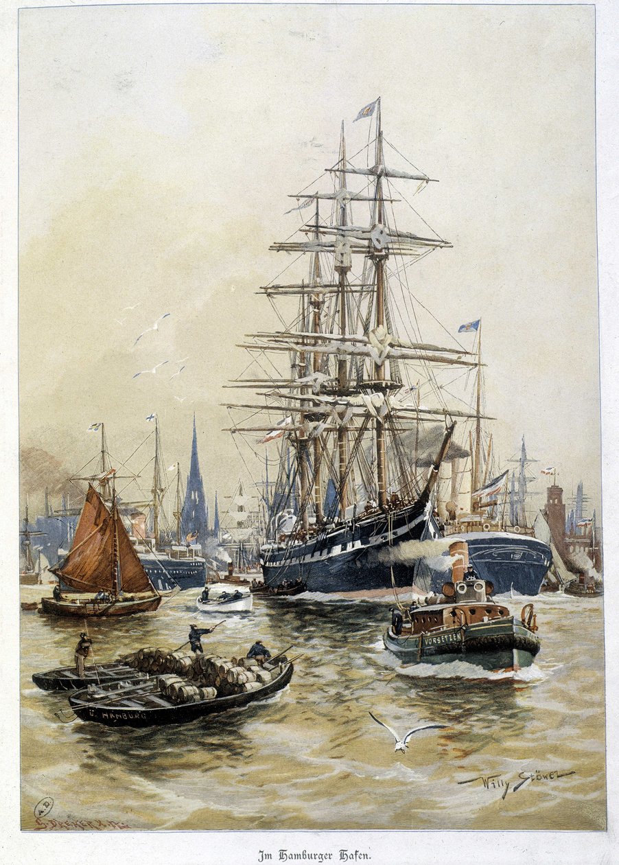 Il porto di Amburgo nel XIX secolo da Unknown artist