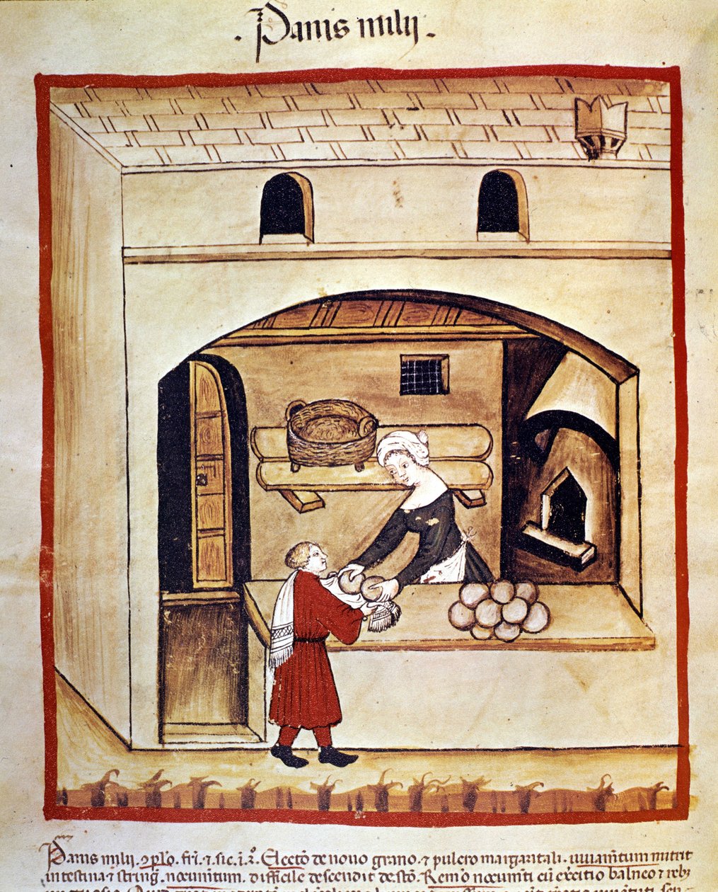 La preparazione del pane con il miglio. Miniatura dal Tacuinum sanitatis da Unknown artist