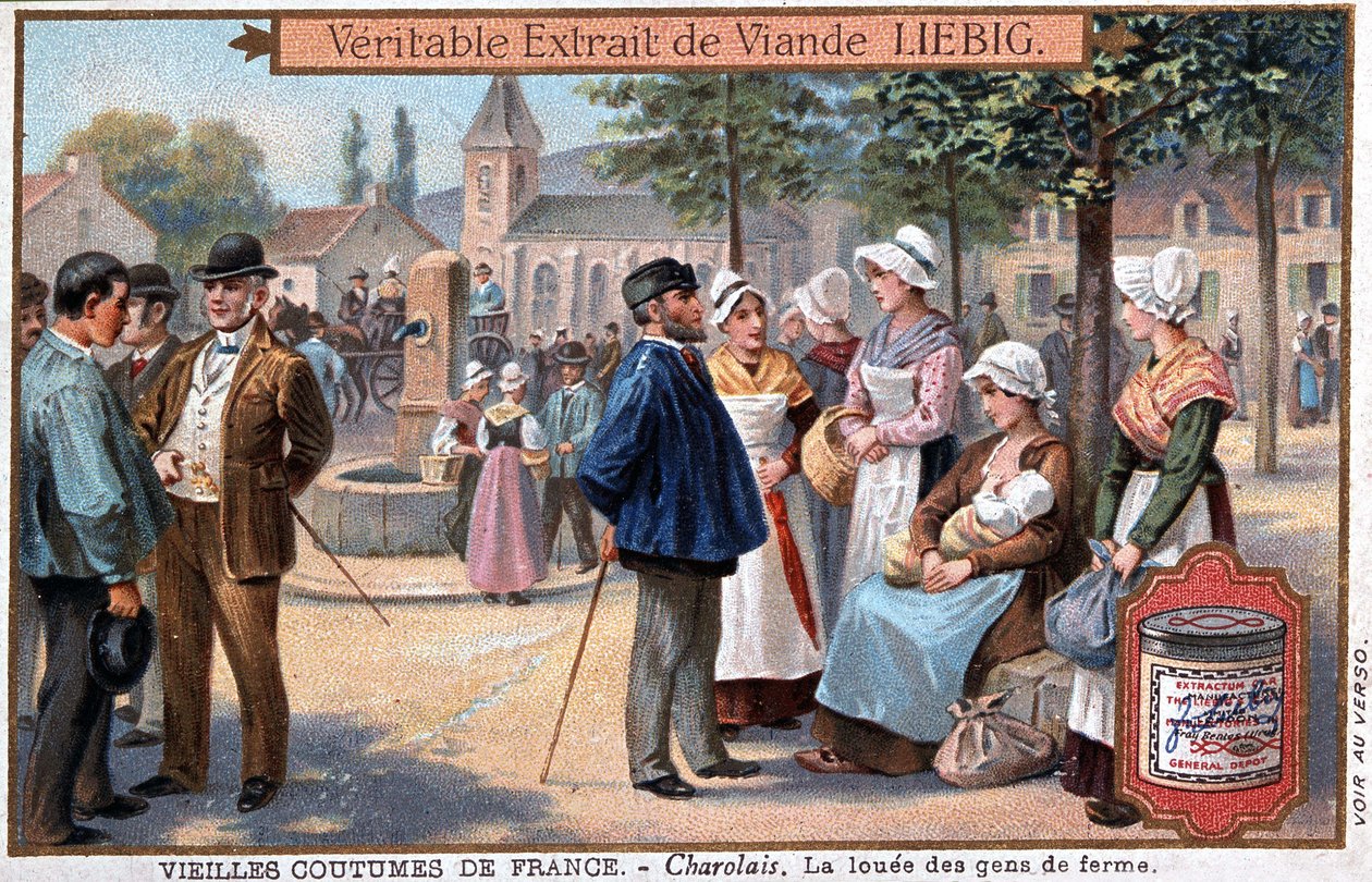 La fattoria affittata nel Charolais - cromolitografia. Liebig, v. 1895 da Unknown artist