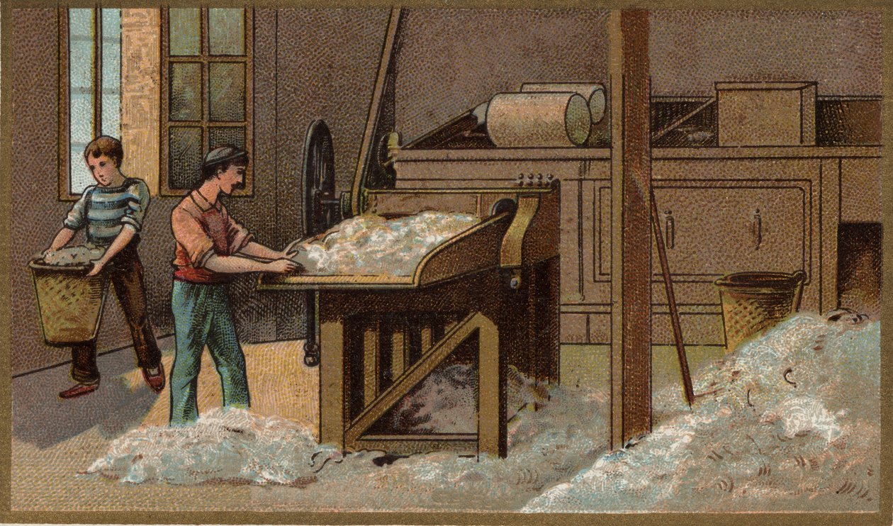 Industria della lana: trebbiatura da Unknown artist