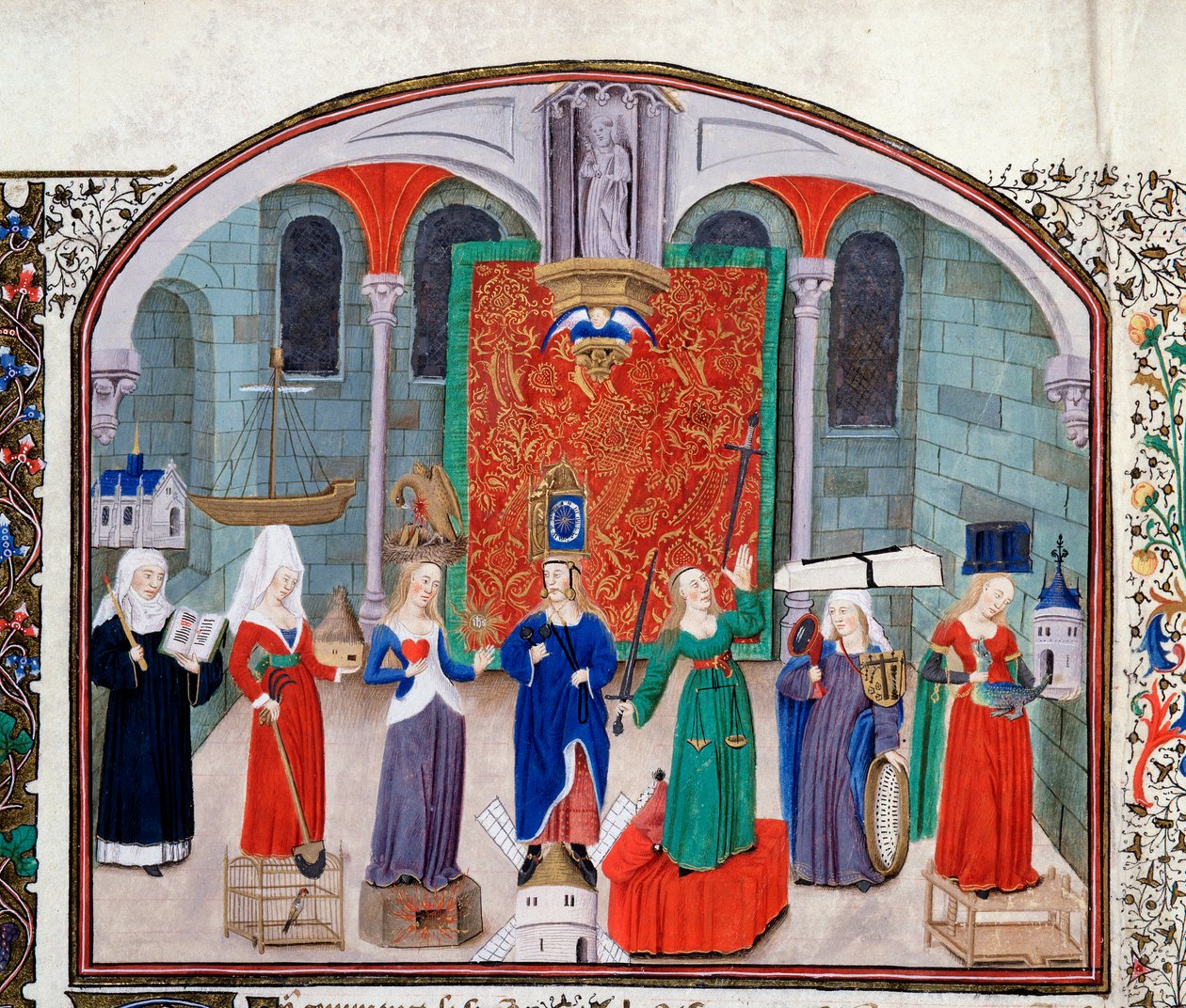 Teoria delle virtù teologiche e cardinali. Miniatura dal manoscritto 