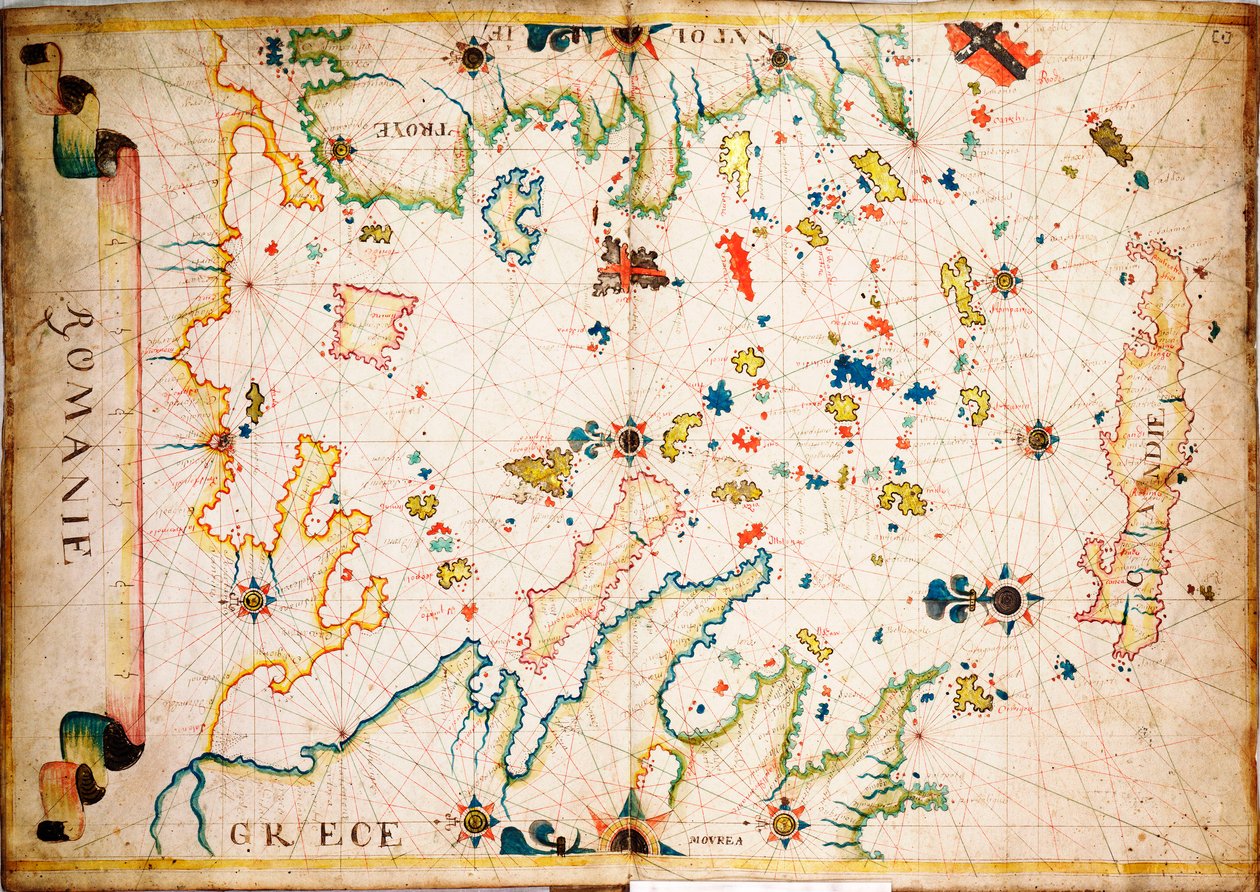 Questo tipo di carta nautica in pergamena è originata nel Mediterraneo nel XIII secolo., c.1610 da Unknown artist
