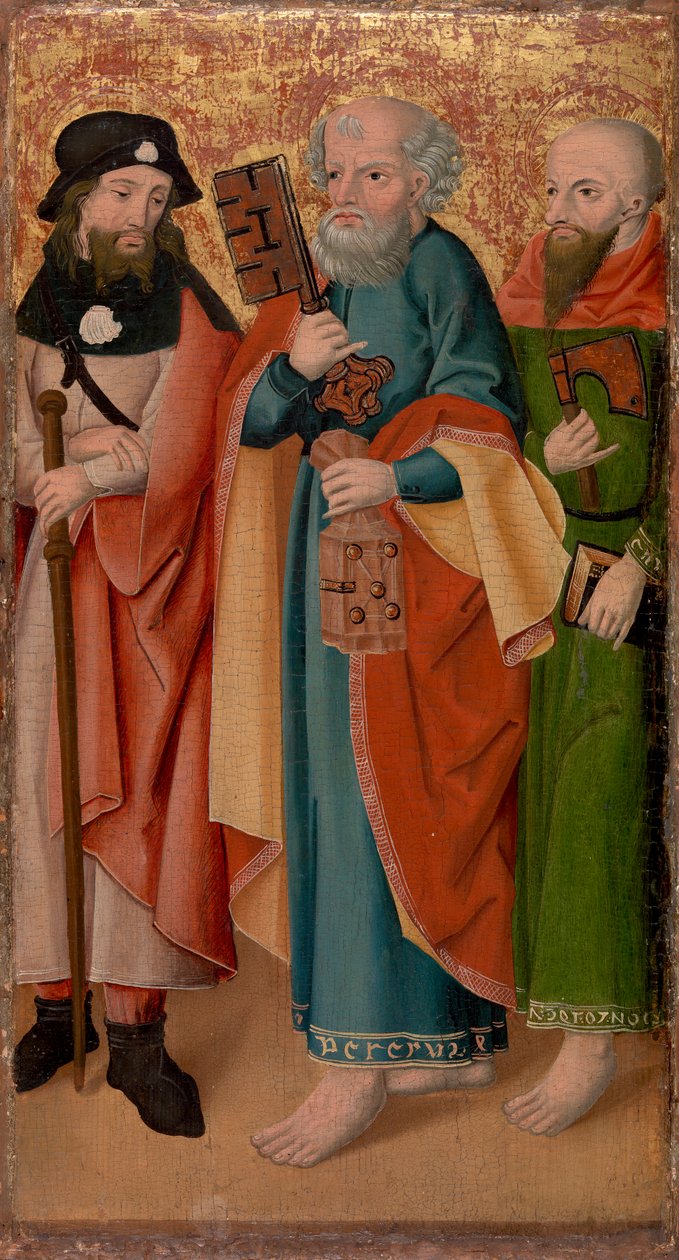 Tre apostoli con bastone, chiave e ascia da Unknown artist