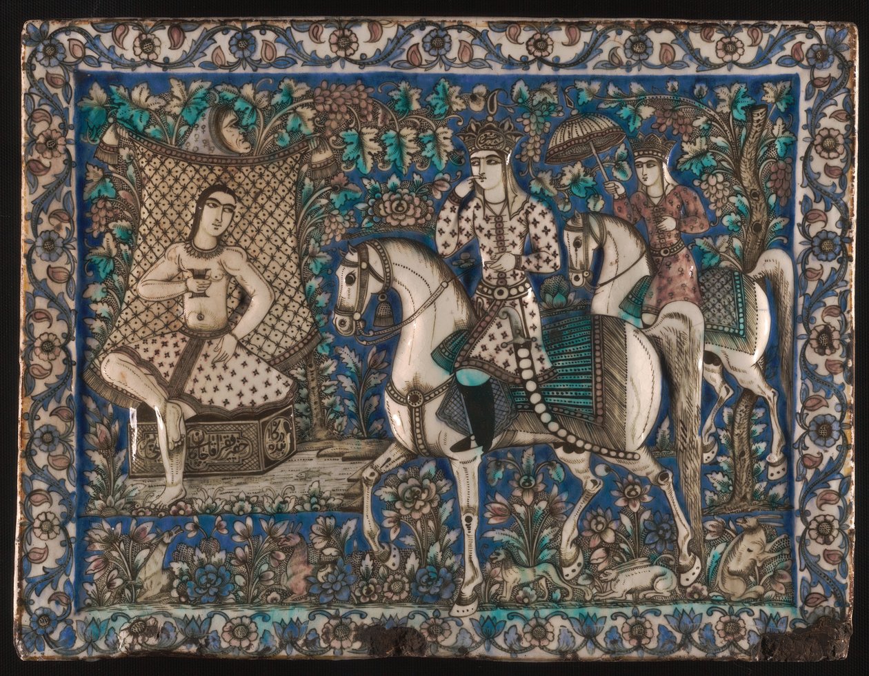 Piastrella raffigurante Khusrau che si accorge del bagno di Shirin da Unknown artist