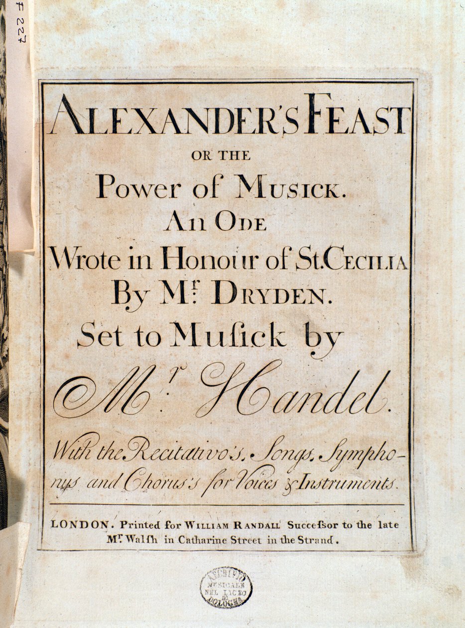 Pagina del titolo della partitura musicale di Alexander