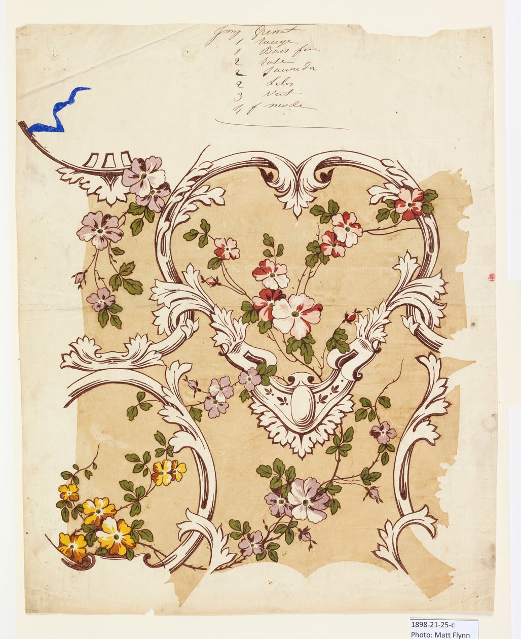 Prova di stampa per un chintz fiorito da Unknown artist