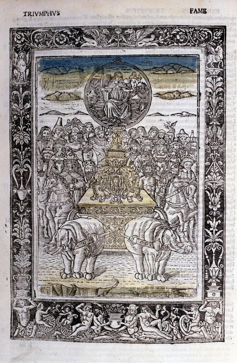 Trionfo della fama di Francesco Petrarca (Petrarca). Miniatura sd. Bibl. Trivulziana, Milano. da Unknown artist