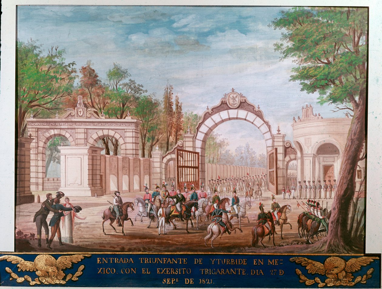 Ingresso trionfale di Agustin Iturbide, primo imperatore del Messico indipendente, a Città del Messico il 7/09/1821 da Unknown artist