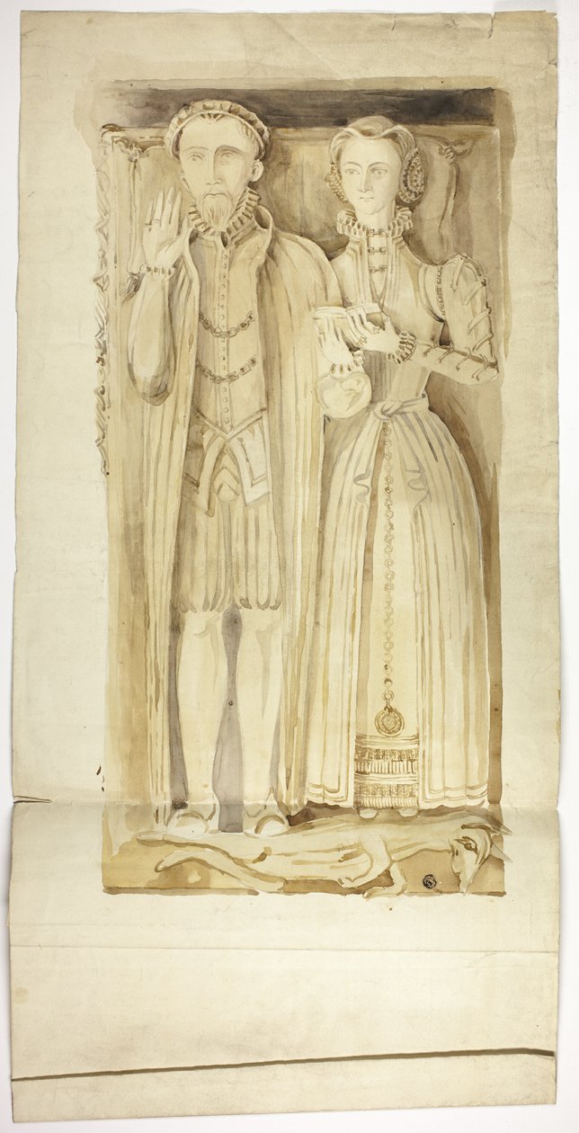 Lastra tombale Tudor con effigi di uomo e donna da Unknown artist