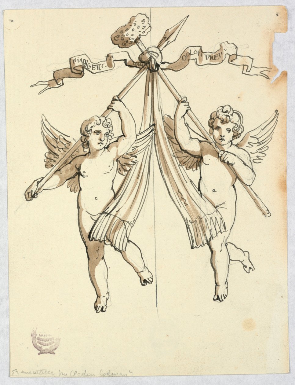 Due angeli con lancia e spugna sacra da Unknown artist