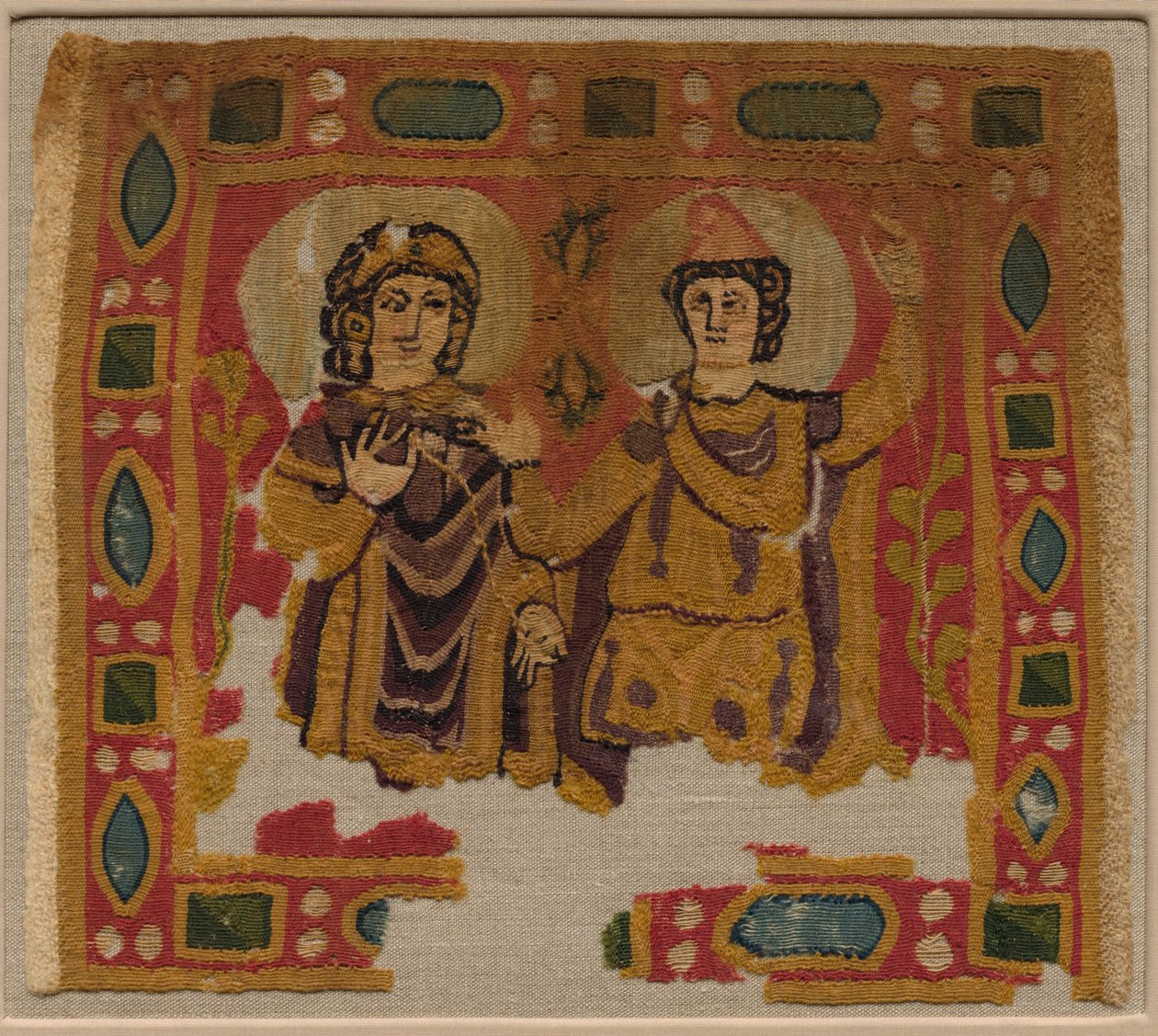 Due Figure Incorniciate da un Bordo Gioiello da Unknown artist