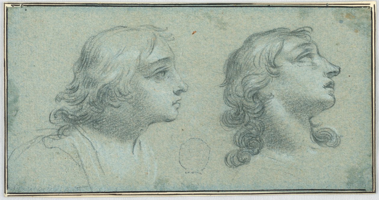 Due viste della testa di un giovane da Unknown artist