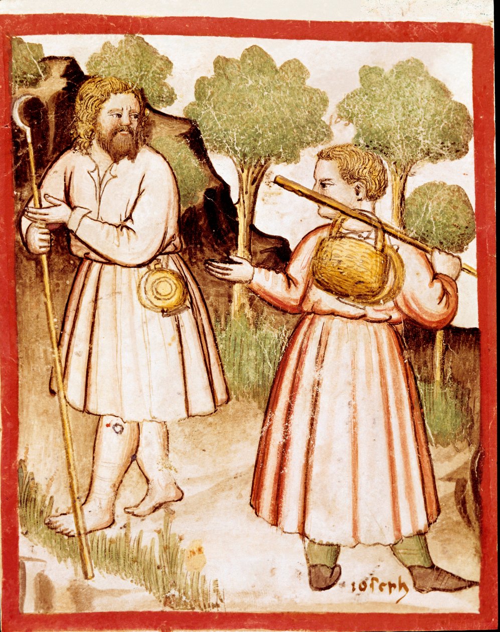 Due pastori in miniatura dal codice 212 (o codice padovano o Bibbia di Padova) 1390-1400 Rovigo, Accademia dei Concordi da Unknown artist