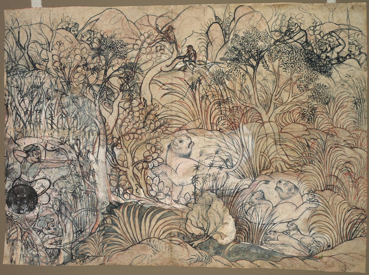 Umed Singh di Kota caccia leoni da Unknown artist