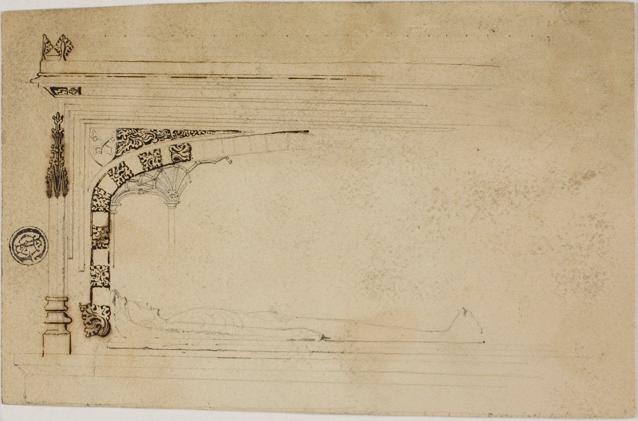 Disegno incompiuto di una tomba da Unknown artist