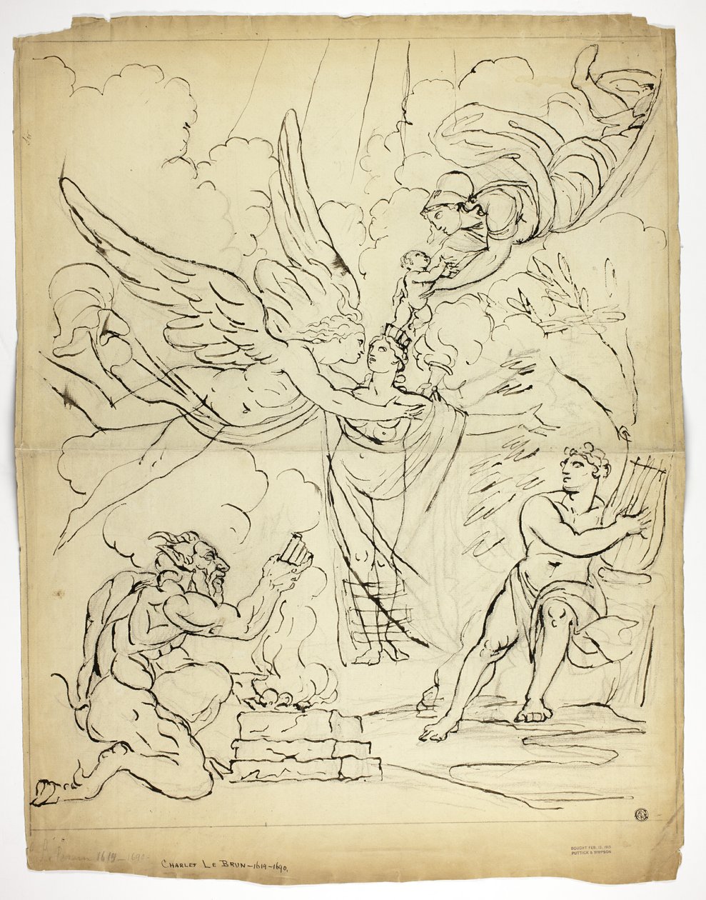 Scena di nascita mitologica non identificata (recto); Cupido e Psiche (verso) da Unknown artist