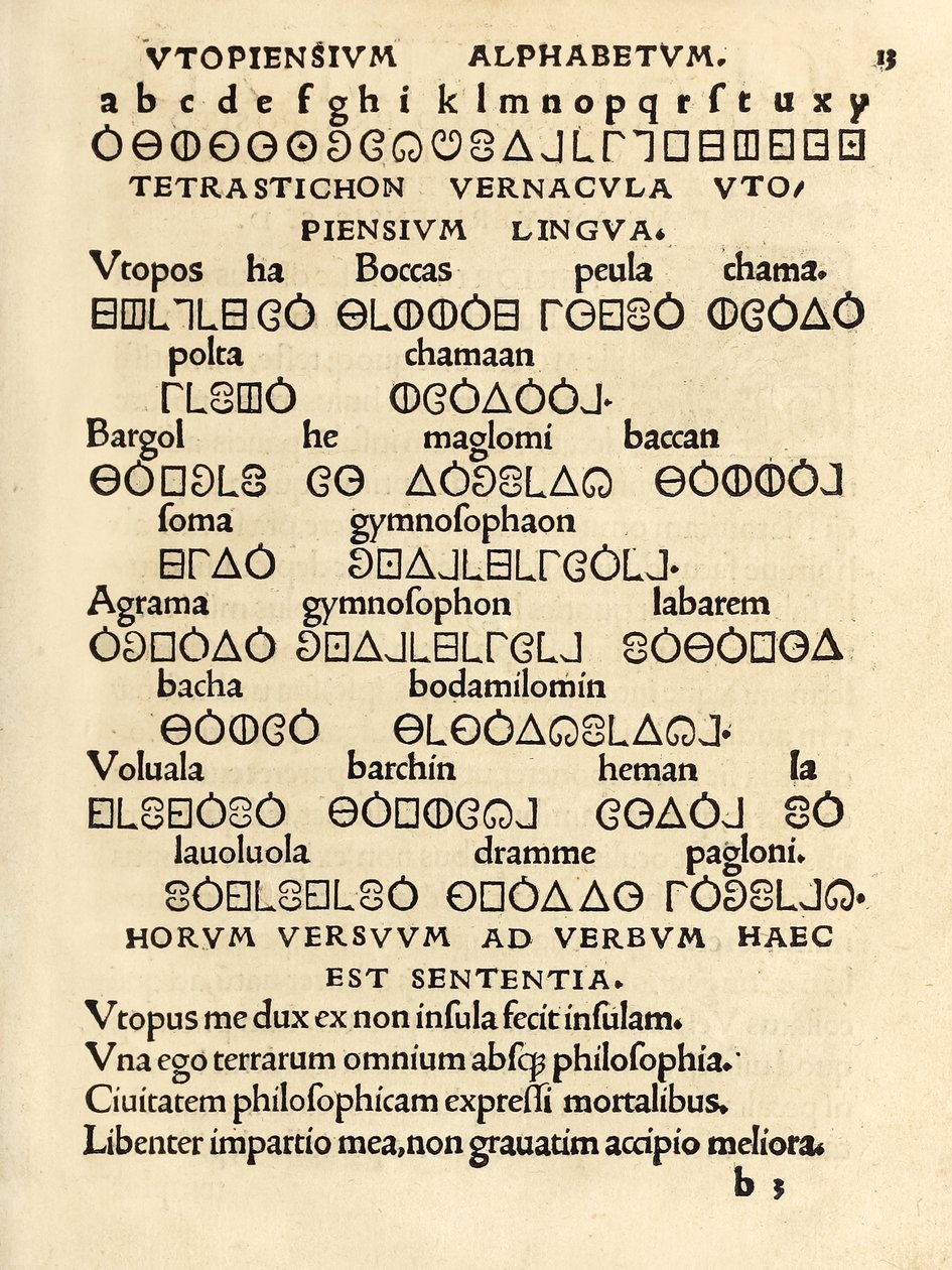 Alfabeto Utopiano dalla terza edizione del 1518 di 