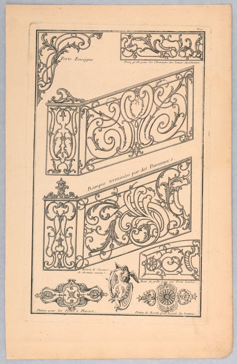 Vari disegni per lavori in metallo decorativi da Unknown artist