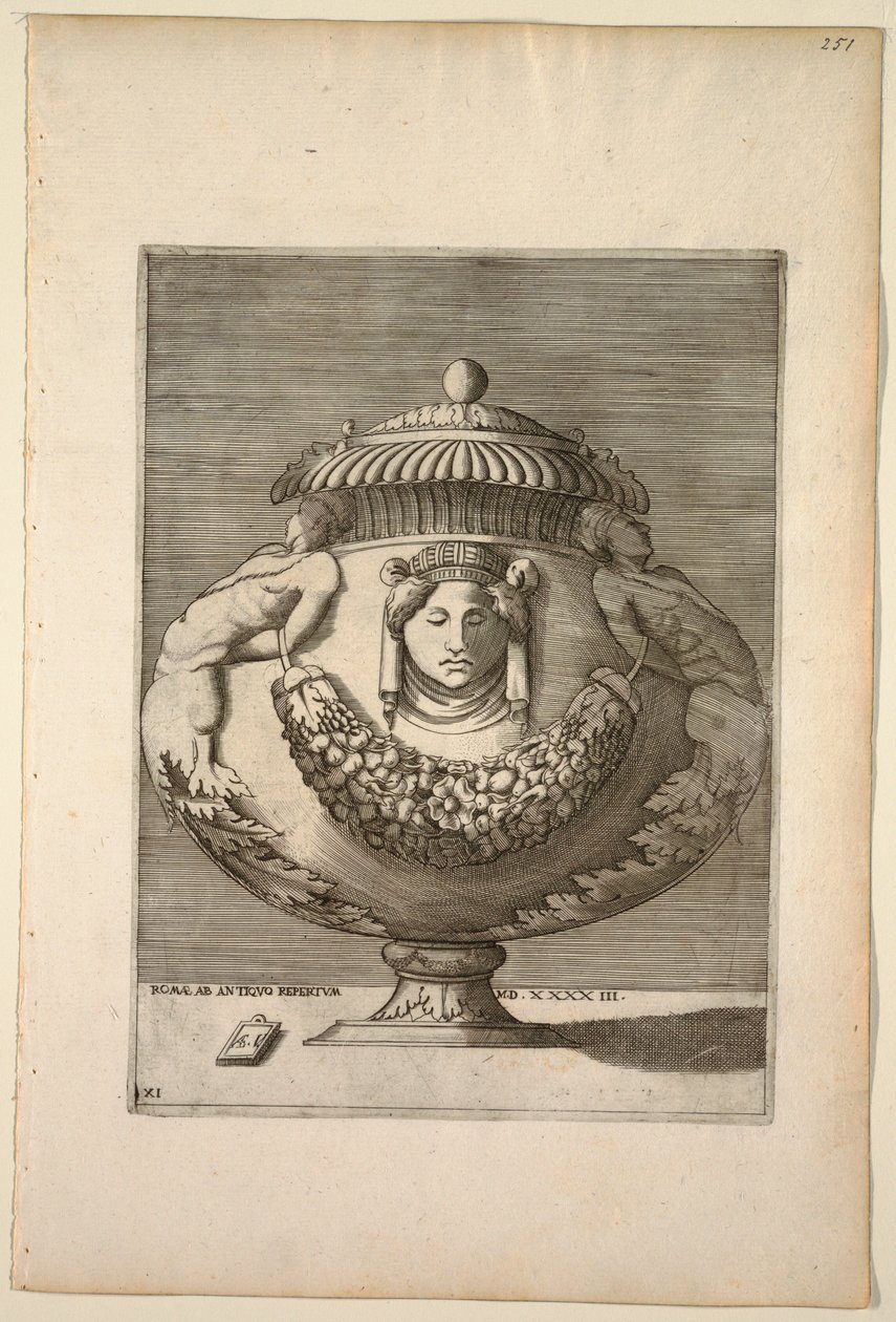 Vaso decorato con figure, rinceaux e festoni, 1543 da Unknown artist