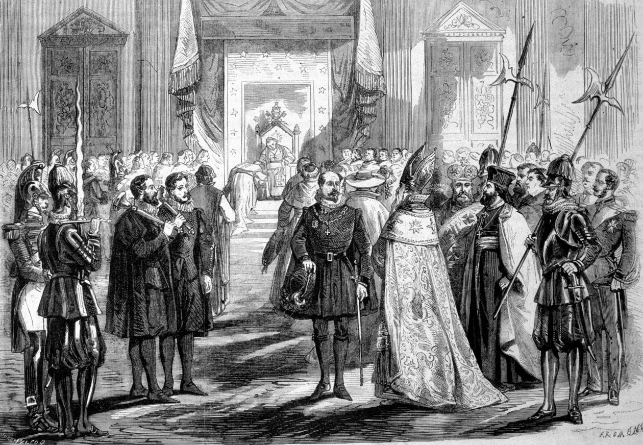 Concilio Vaticano I Roma. Il Papa dà udienza ai Padri del Concilio. 1869 da Unknown artist