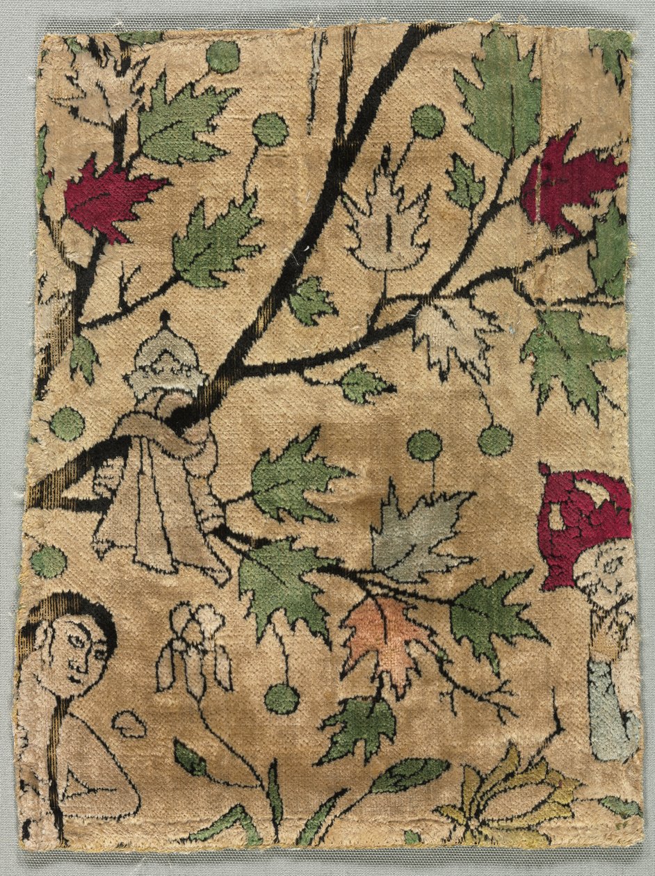 Frammento di velluto, Khusrau vede Shirin fare il bagno da Unknown artist