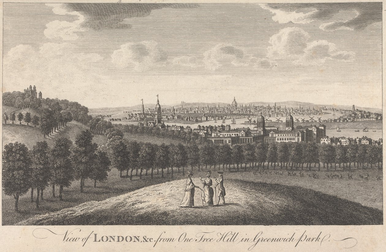 Veduta di Londra e della chiesa da One Tree Hill nel Greenwich Park da Unknown artist