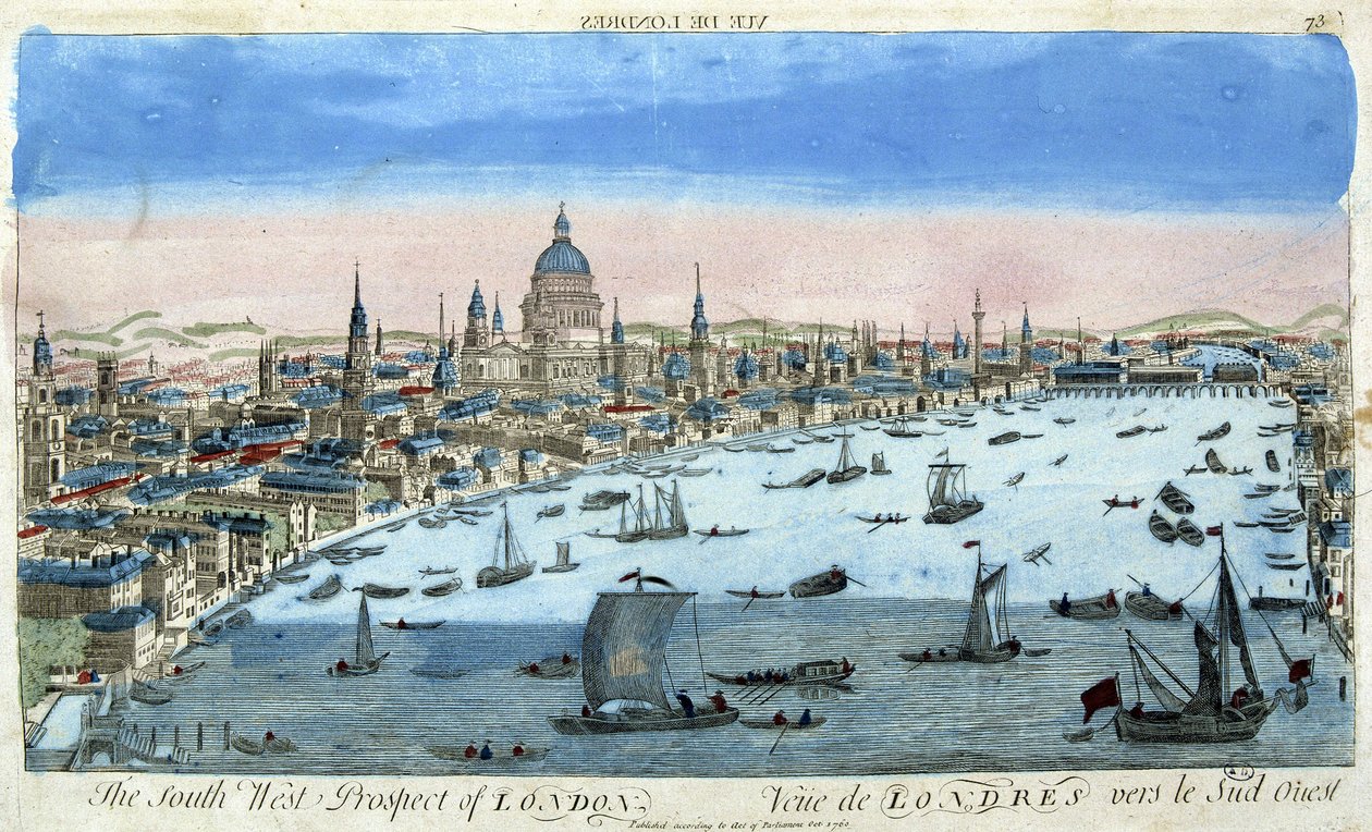 Veduta di Londra e del Tamigi, sud-ovest - veduta ottica da Unknown artist