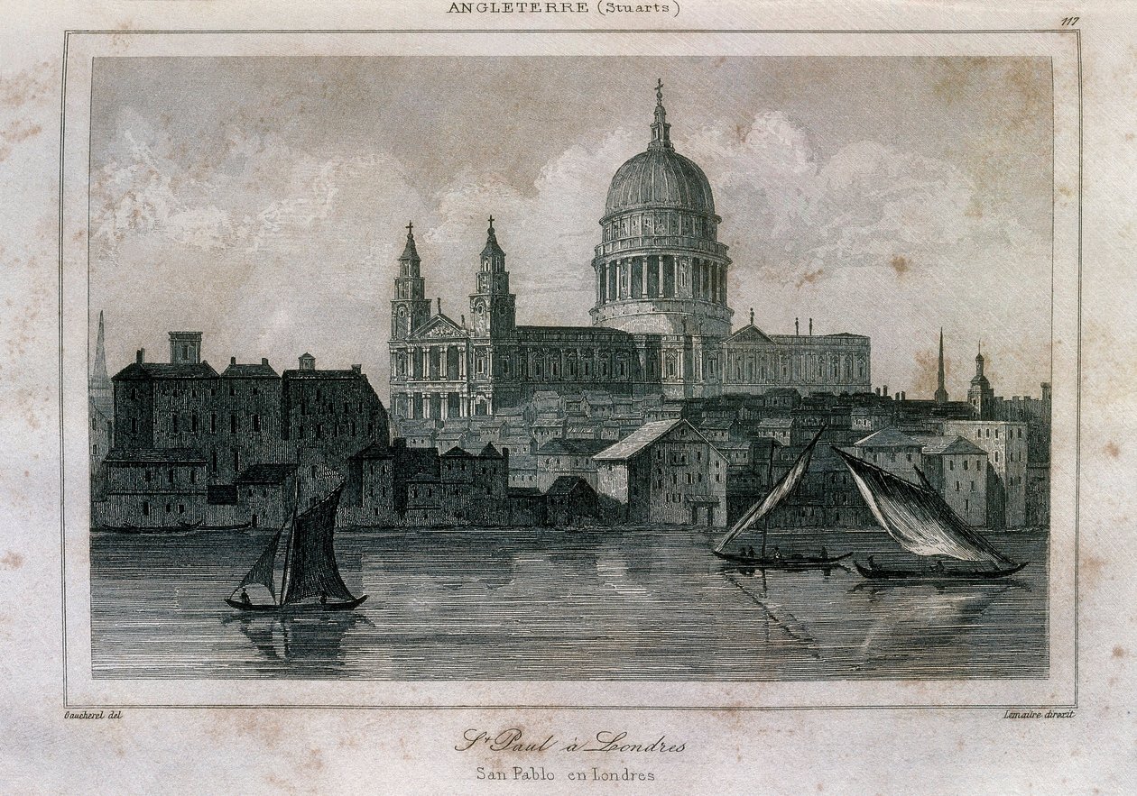 Veduta della Cattedrale di San Paolo a Londra vicino al Tamigi da Unknown artist