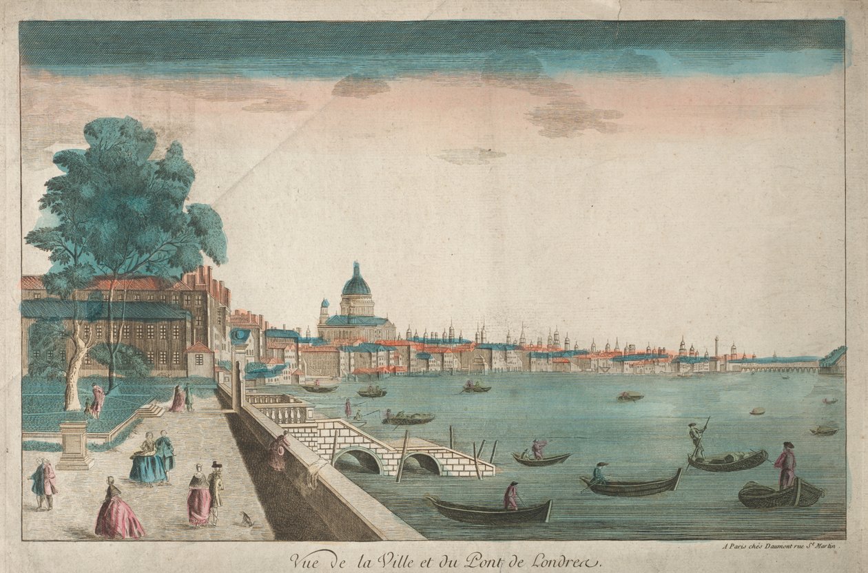 Vista della città e del London Bridge da Unknown artist