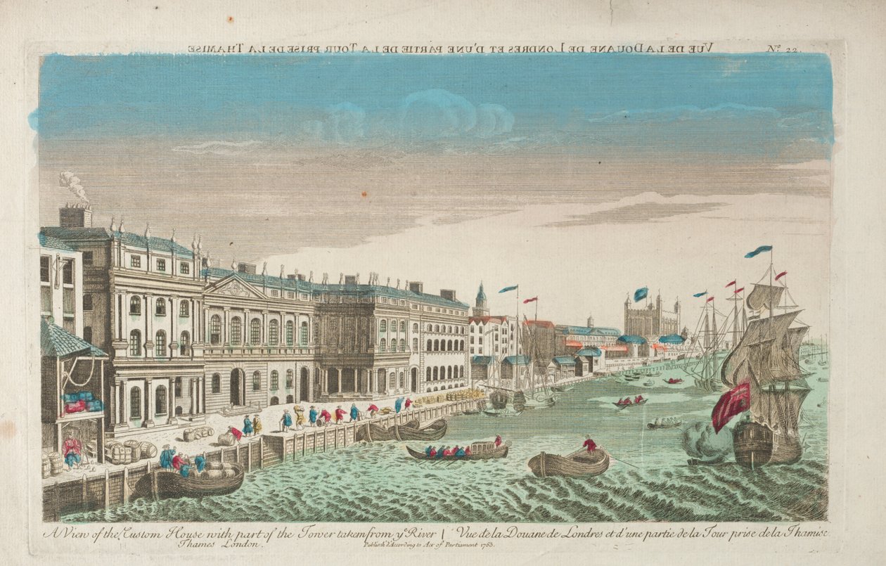 Vista della Custom House e della Douana di Londra da Unknown artist