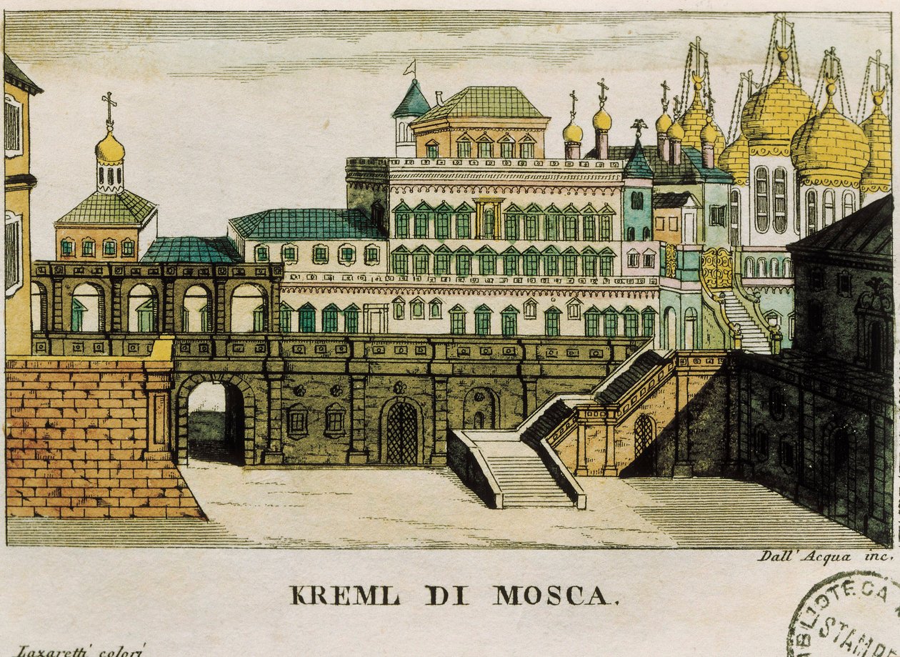 Vista del Cremlino, Mosca, Russia, dai viaggi da San Pietroburgo alla Germania di Georg Reinbeck da Unknown artist