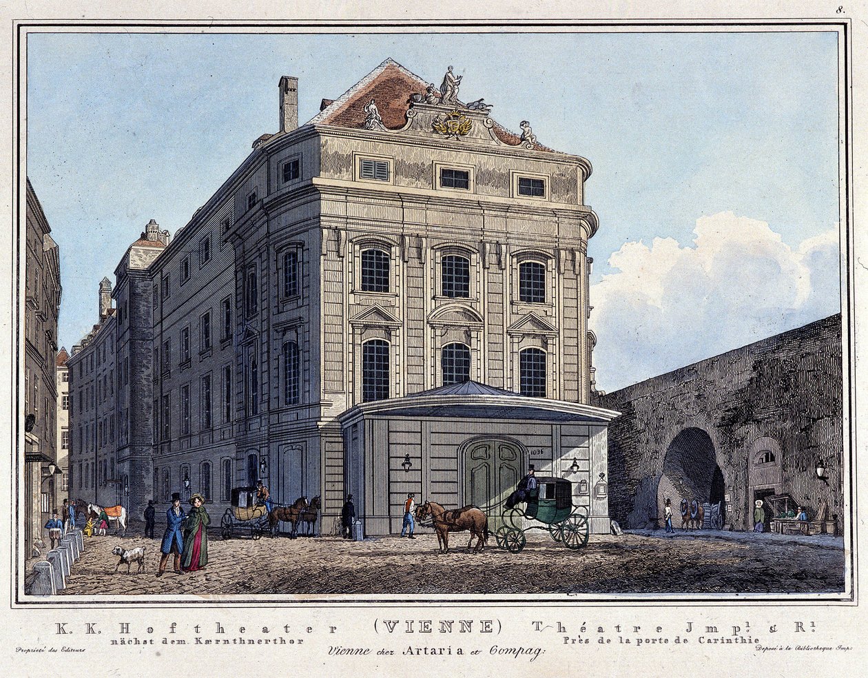 Vista del Teatro Nazionale di Vienna nel XIX secolo. da Unknown artist