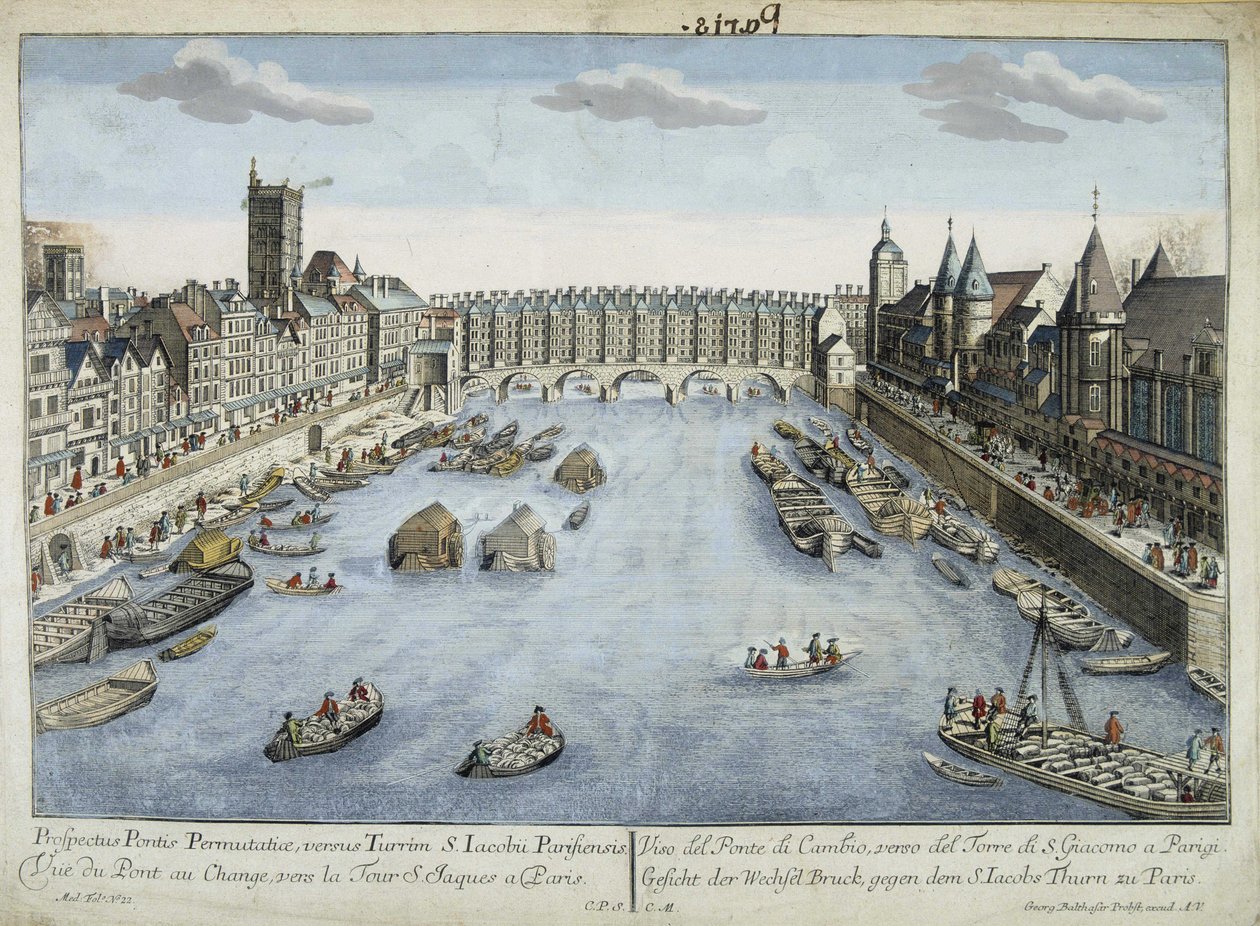 Veduta del Pont au Change e della Torre di San Giacomo a Parigi da Unknown artist