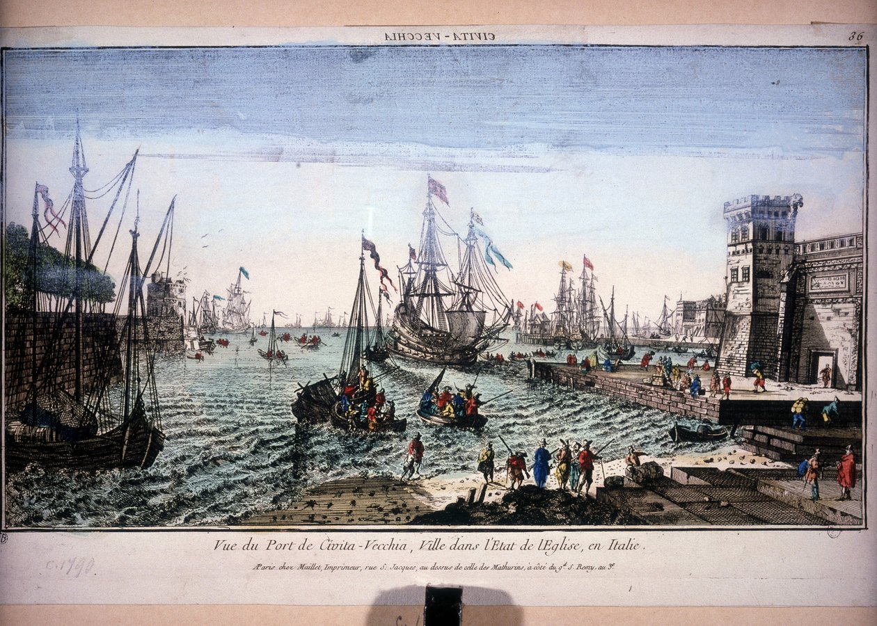 Veduta del Porto di Civitavecchia, città nello Stato della Chiesa, Italia. Veduta ottica del XVIII secolo da Unknown artist