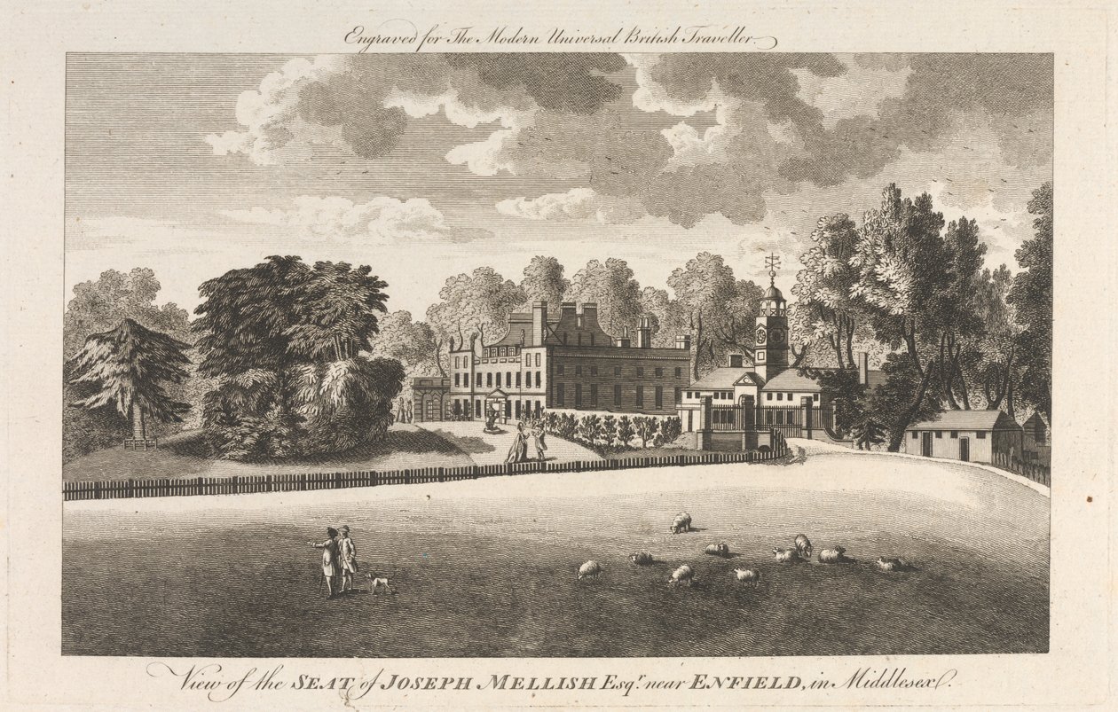 Veduta della residenza di Joseph Mellish, Esquire vicino a Enfield nel Middlesex, sobborgo esterno - nord da Unknown artist