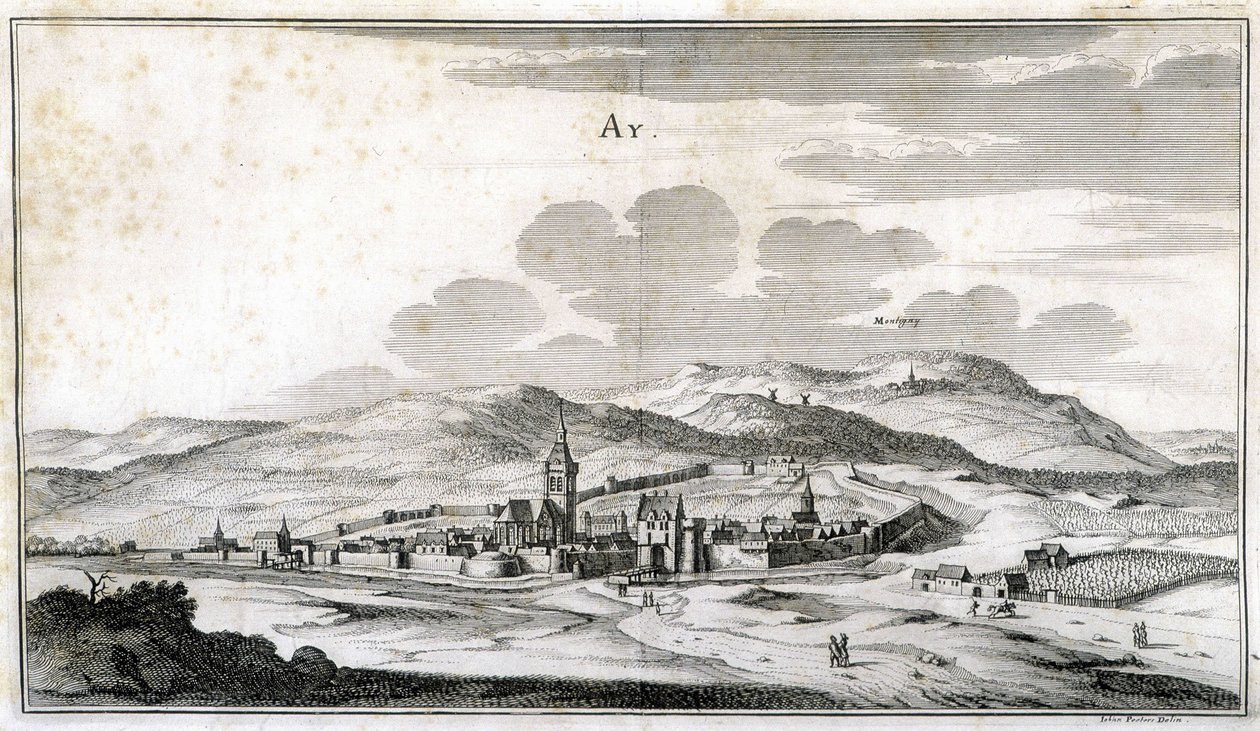 Veduta della città di Ay. Incisione della fine del XVIII secolo da Unknown artist
