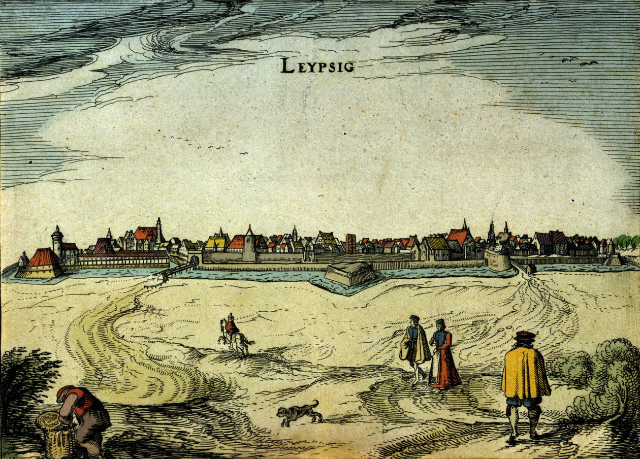 Veduta della città di Lipsia in Germania. Incisione del XVIII secolo da Unknown artist