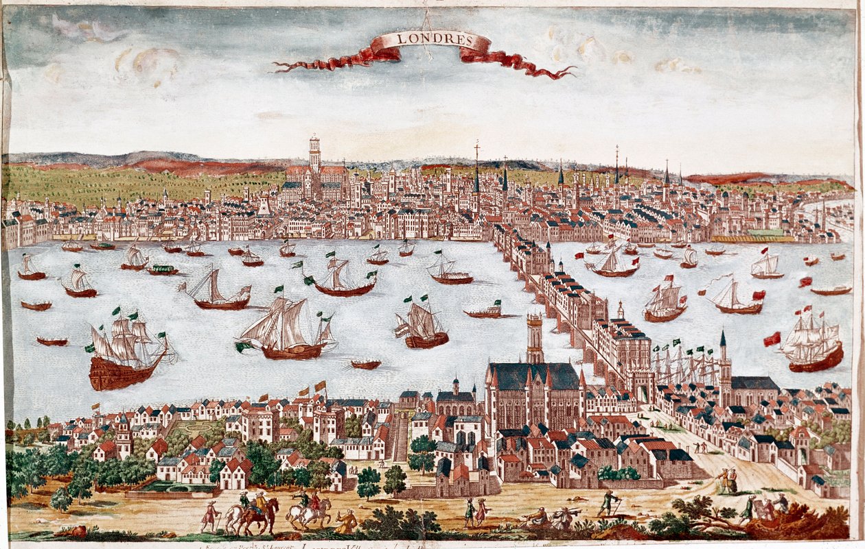 Veduta della città di Londra e del fiume Tamigi (incisione) da Unknown artist