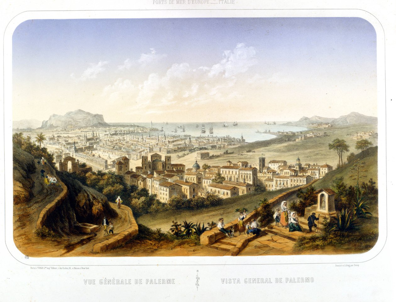 Veduta della città di Palermo. 1850. Incisione del 1860 da Unknown artist